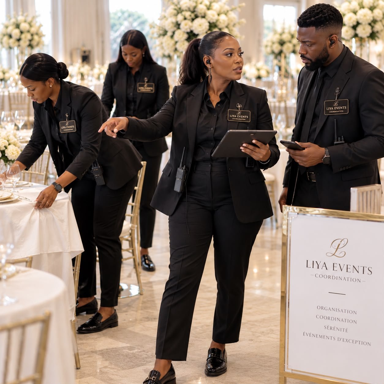 L’équipe LIYA Events prépare et coordonne une réception de mariage
